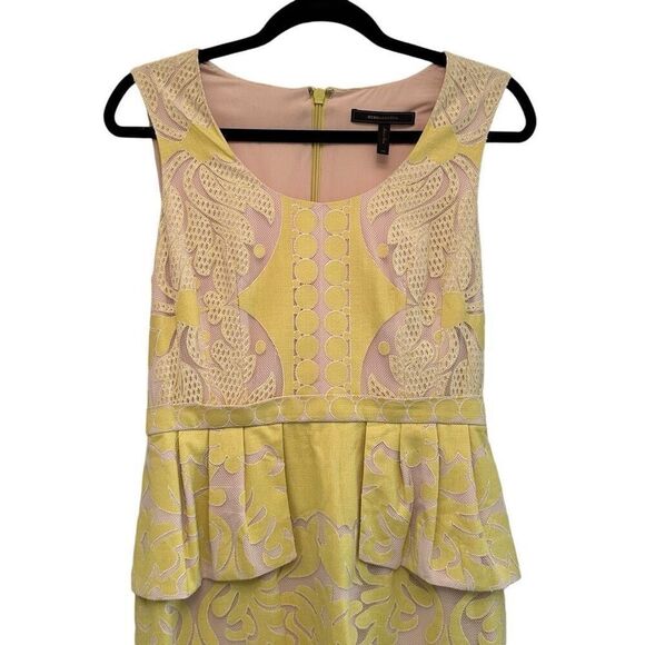 BCBGMazaxia Yellow and Tan lace dress - Picture 4 of 9